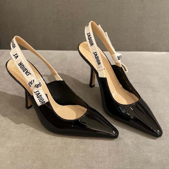 Dior Bow Web Black High Heels - Picture 1 of 7